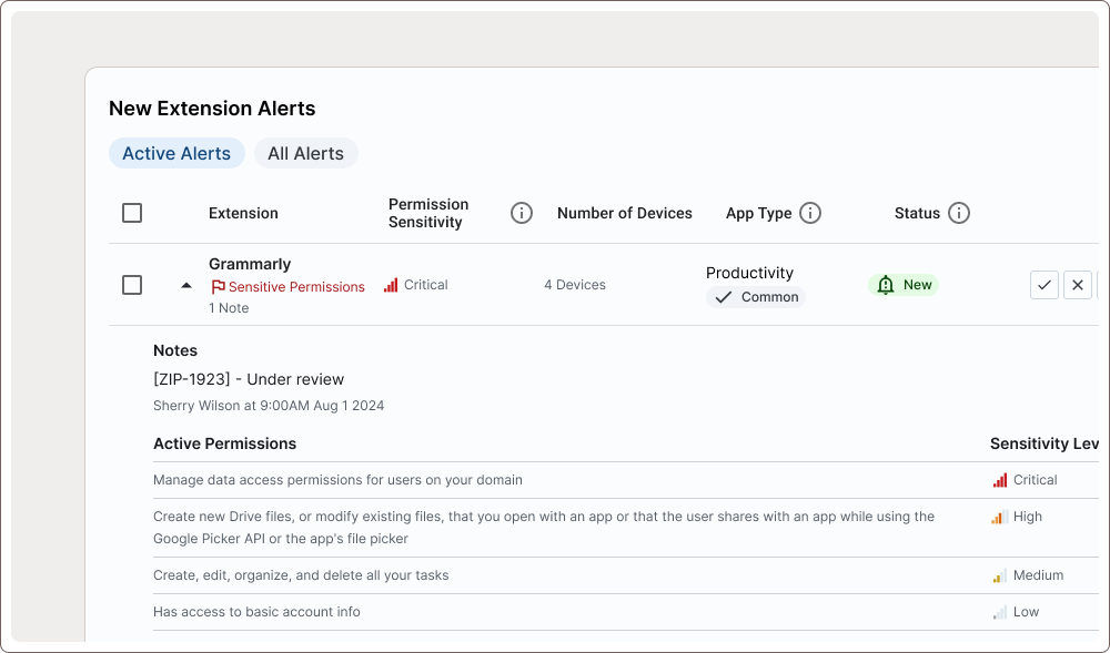 Zip's Chrome Extension Management feature

